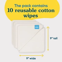 10 lingettes en coton bio