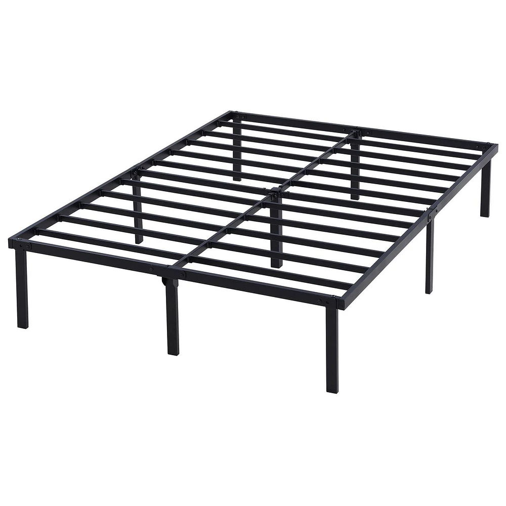 Mainstays 14" Heavy Duty Slat Bed Frame, Black Steel, Sizes Twin, Full, Queen