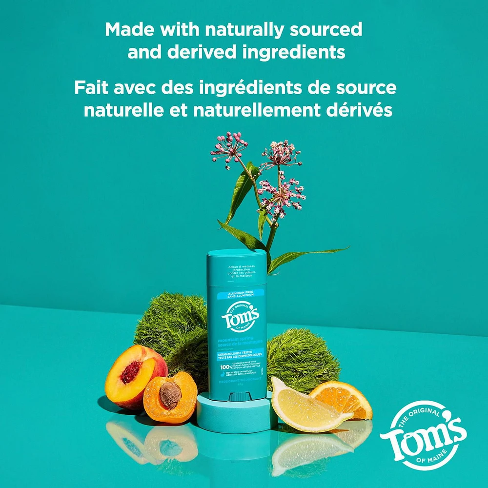 Tom’s of Maine Mountain Spring Natural Deodorant for Men and Women, Aluminum Free, 92g, Tom's of Maine Mountain Spring Deodorant