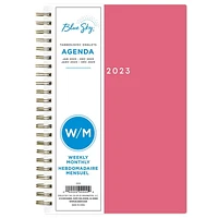 2023 Weekly Monthly Planner, 5x8, Blue Sky, Solid Pink