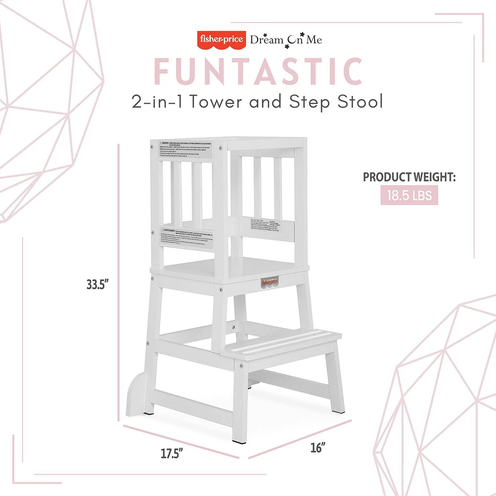 Fisher Price 2-en-1 Tour et tabouret Funtastic Polyvalente