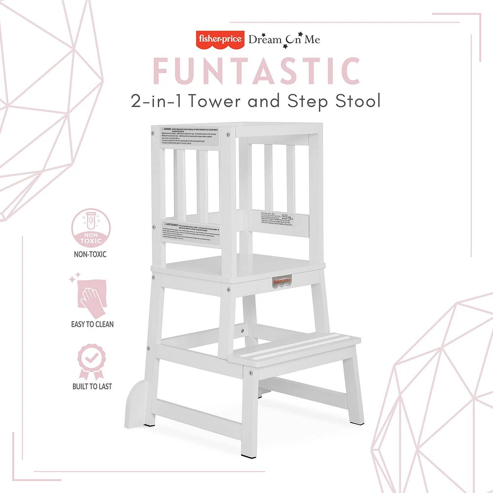 Fisher Price 2-en-1 Tour et tabouret Funtastic Polyvalente
