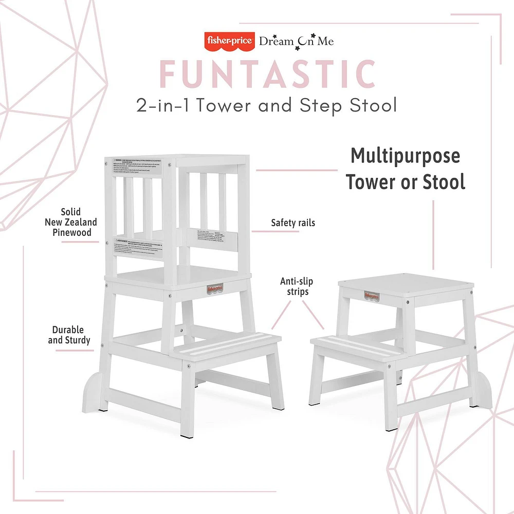 Fisher Price 2-en-1 Tour et tabouret Funtastic Polyvalente