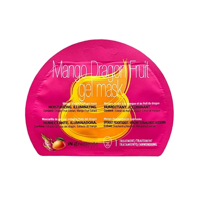 iN.gredients Masque en gel a la mangue et au fruit du dragon Masque Gel Mangue Fruit du Dragon, 1 soin, Hydratant et Illuminateur