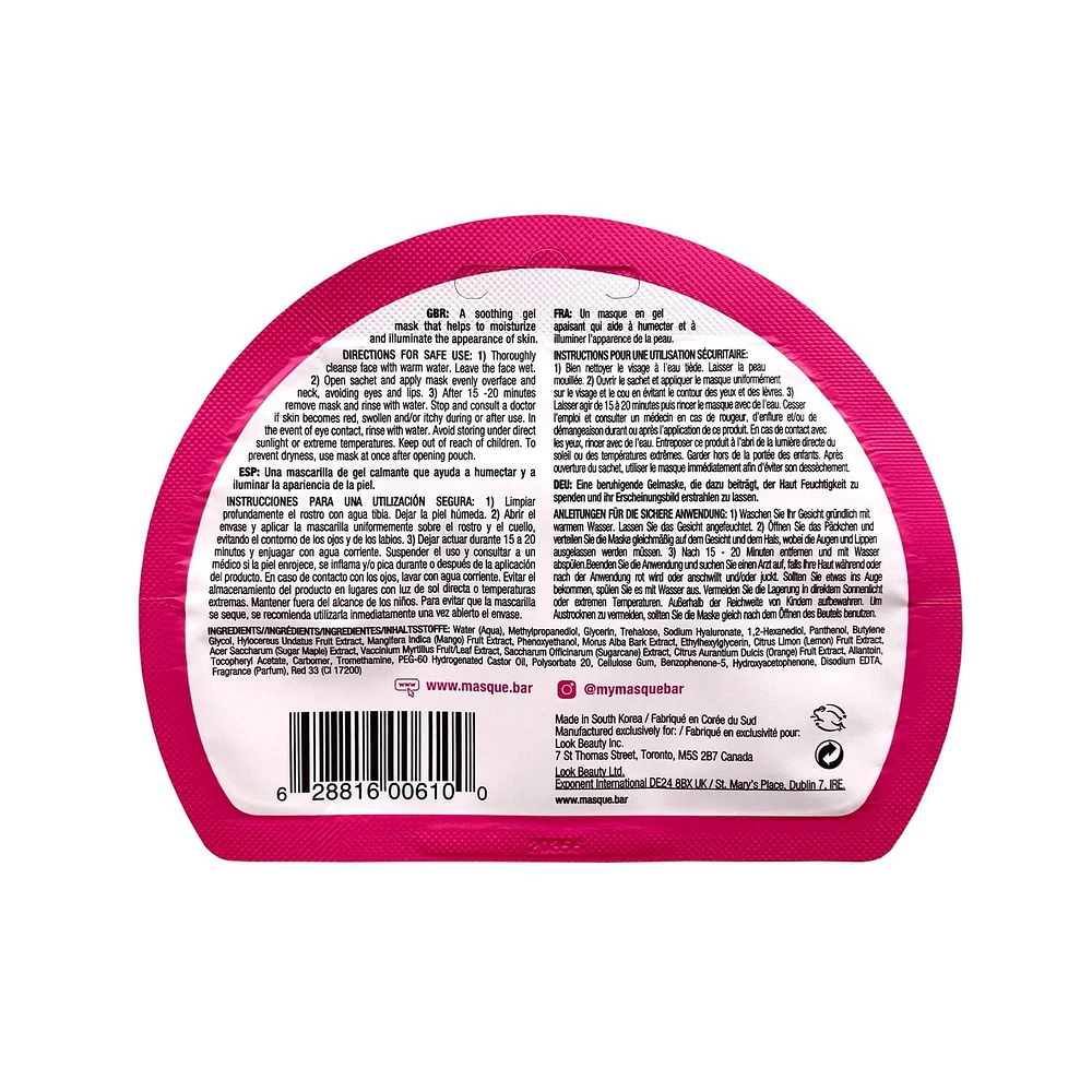 iN.gredients Masque en gel a la mangue et au fruit du dragon Masque Gel Mangue Fruit du Dragon, 1 soin, Hydratant et Illuminateur