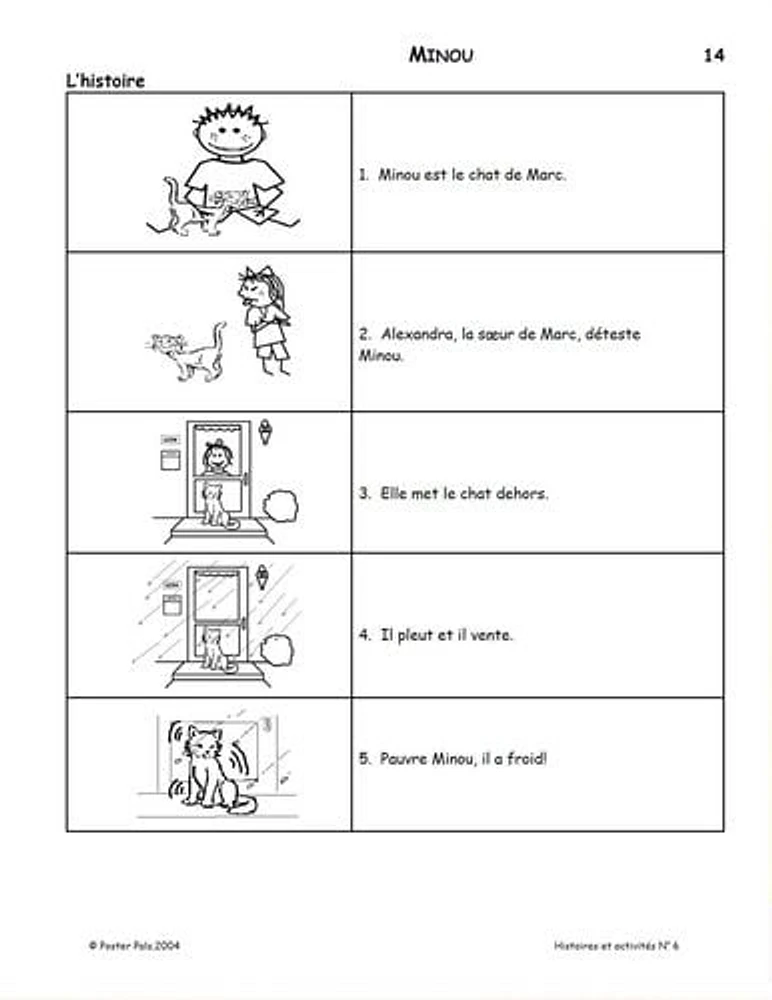 Poster Pals French (Fsl) Stories & Activities No. 6 Classroom Reproducible Masters