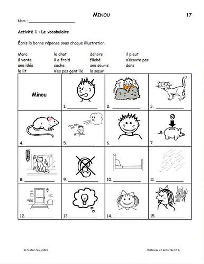 Poster Pals French (Fsl) Stories & Activities No. 6 Classroom Reproducible Masters