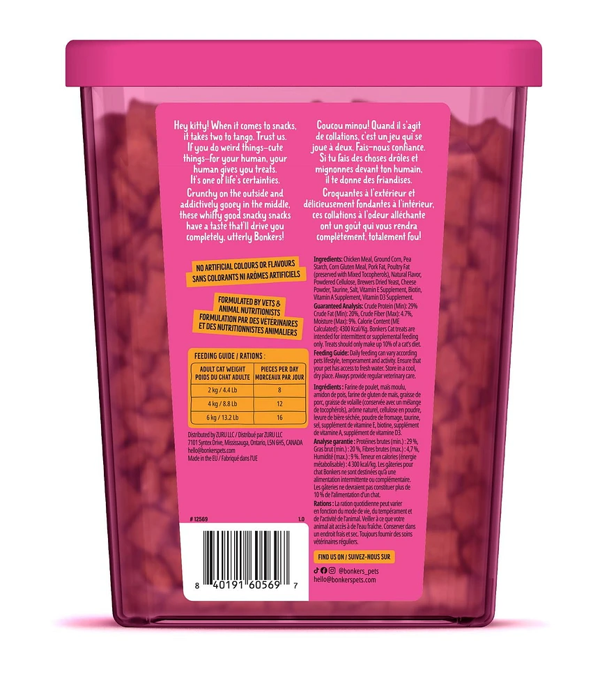 BONKERS Crunchy And Soft Cat Treats Paw Lickin Chicken Flavor, 454g Chicken Flavour