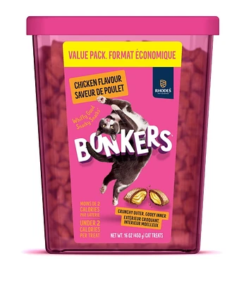 BONKERS Crunchy And Soft Cat Treats Paw Lickin Chicken Flavor, 454g Chicken Flavour