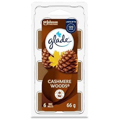 Glade® Wax Melt Air Freshener Refills, Cashmere Woods, 6 Melts