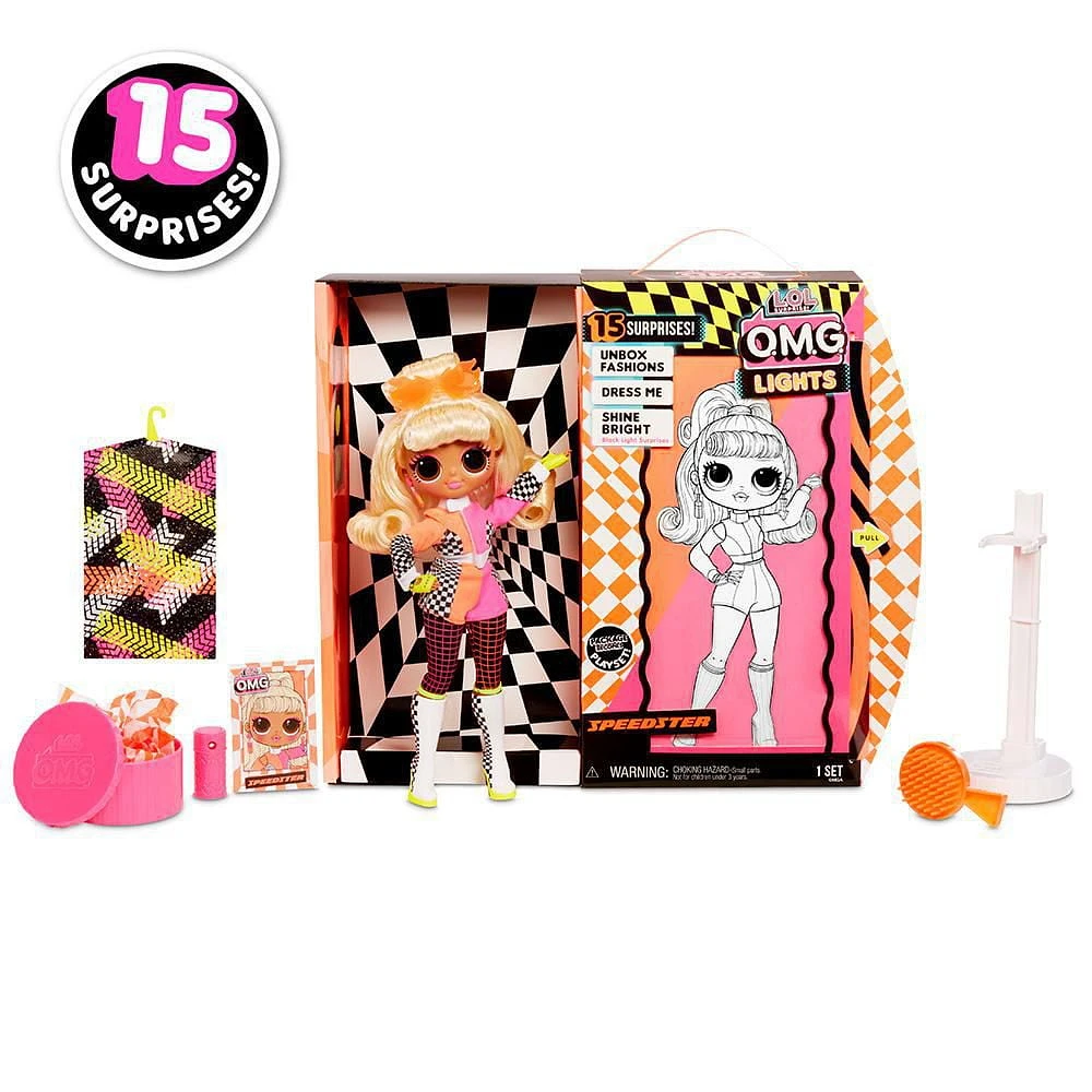 L.O.L. Surprise! O.M.G. Lights Speedster Fashion Doll with 15 Surprises