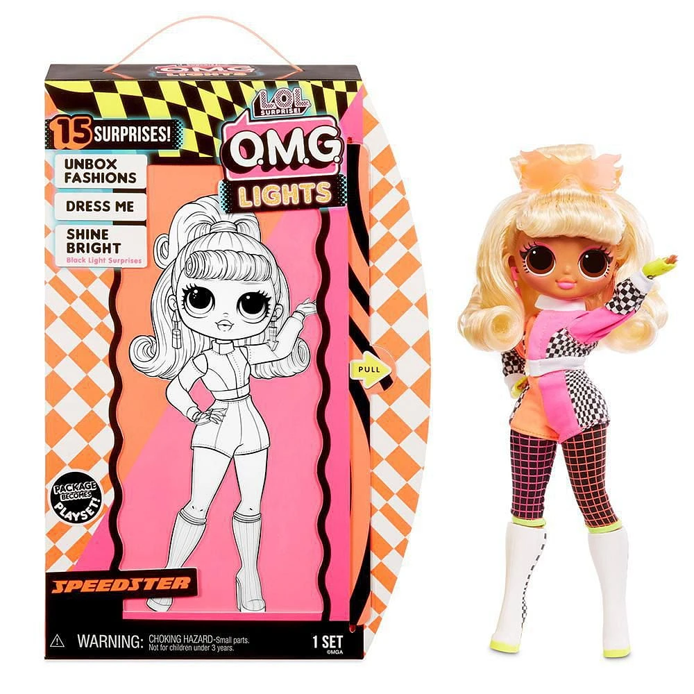 L.O.L. Surprise! O.M.G. Lights Speedster Fashion Doll with 15 Surprises