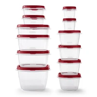 Rubbermaid Vented Easy Find Lid Food Storage Containers, 24-Piece Set, Racer Red, Vented Lid