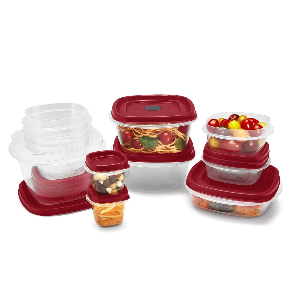 Rubbermaid Vented Easy Find Lid Food Storage Containers, 24-Piece Set, Racer Red, Vented Lid