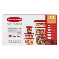 Rubbermaid Vented Easy Find Lid Food Storage Containers, 24-Piece Set, Racer Red, Vented Lid