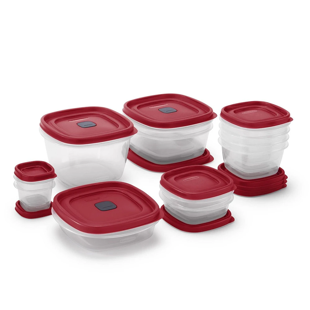 Rubbermaid Vented Easy Find Lid Food Storage Containers, 24-Piece Set, Racer Red, Vented Lid