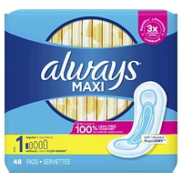 Always Maxi Pads Size 1 Regular Absorbency Unscented without Wings