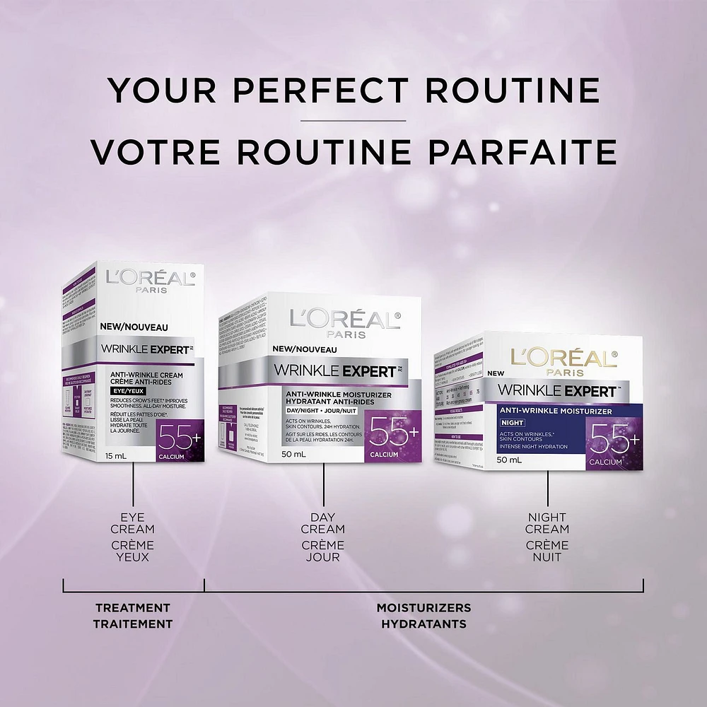 L'Oreal Paris Wrinkle Expert 55+ Crème Yeux Anti-âge avec Calcium, 15 mL 14 GR