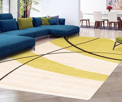 ECARPET Contemporary Area Rug, Swirl Lines Abstract Carpet Cosi Collection