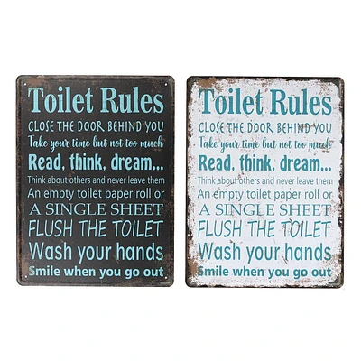 Metal Wall Sign (Toilet Rules) (Asstd) - Set of 2