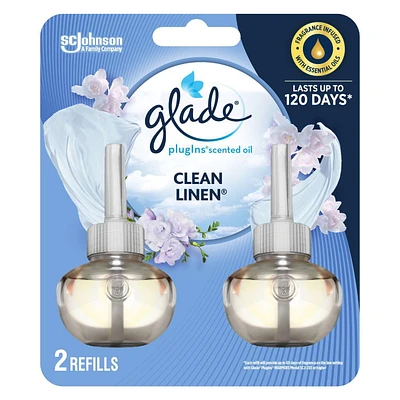 Glade Plugins® Air Freshener Oil Refill, Clean Linen, 2 Refills