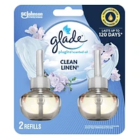 Glade Plugins® Air Freshener Oil Refill, Clean Linen, 2 Refills