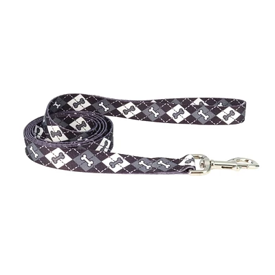 Pet Attire by Coastal 3/8" x 6' Black Bones Dog Leash, Small 6' Leash