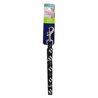 Pet Attire by Coastal 3/8" x 6' Black Bones Dog Leash, Small 6' Leash