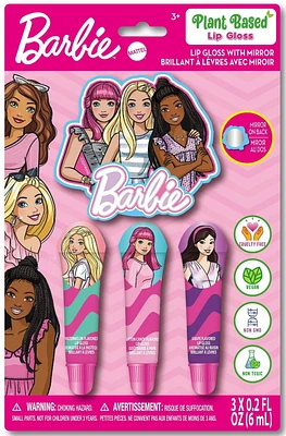 Barbie - Townley girl 3pk Lip Gloss Set with Mirror for Girls, Ages 3+