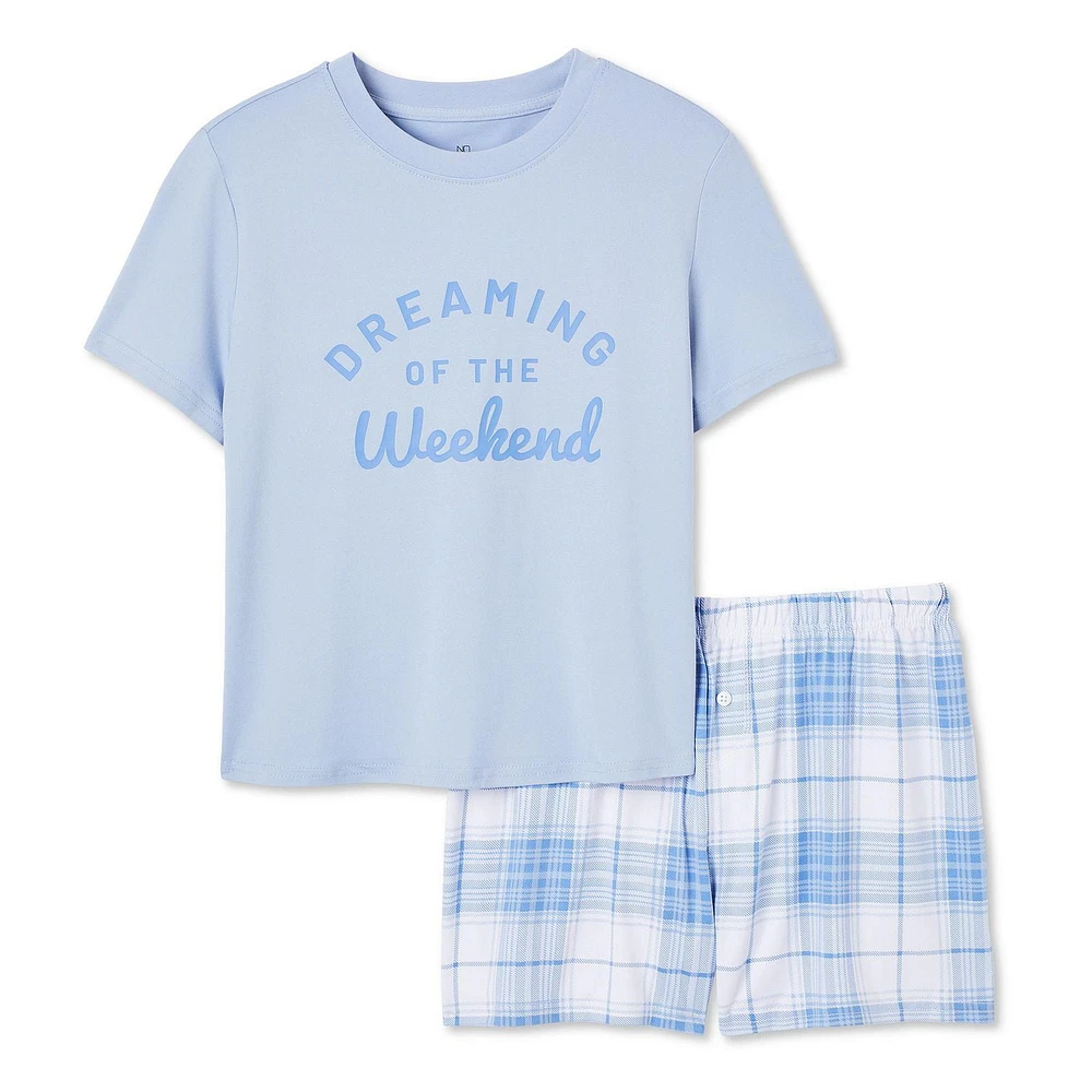 No Boundaries Women's Sleep Short 2-Piece Set