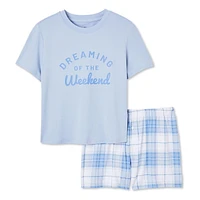 No Boundaries Women's Sleep Short 2-Piece Set