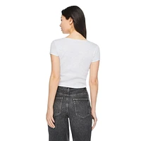 T-shirt henley No Boundaries pour femmes Tailles TP–TTG