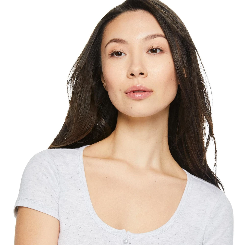 T-shirt henley No Boundaries pour femmes Tailles TP–TTG
