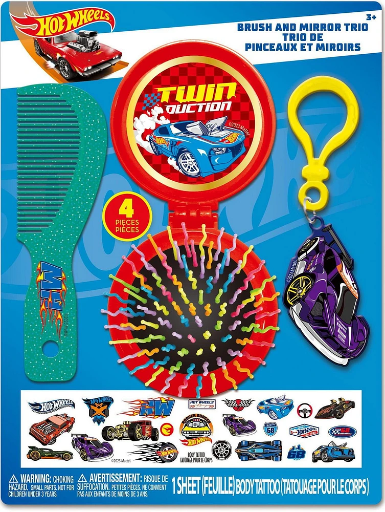 Hot Wheels - Brush & Mirror Trio for Boys , Ages 3+