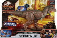 Jurassic World Camp Cretaceous Control ‘N Conquer Carnotaurus Toro Dinosaur Action Figure with Attack Feature, Sounds and Accessories, Large Toy Gift