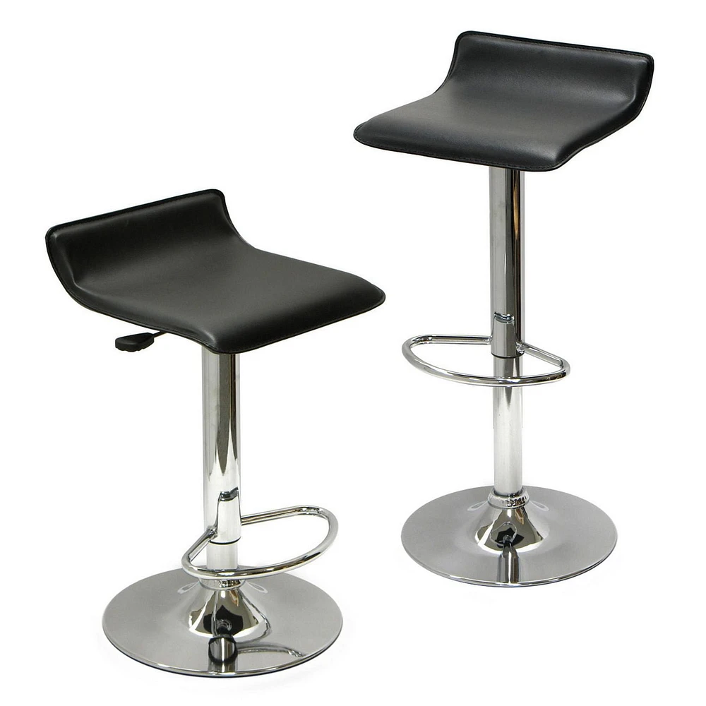 Winsome Spectrum Adjustable Swivel Stools, Black & Chrome - 93329