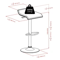 Winsome Spectrum Adjustable Swivel Stools, Black & Chrome - 93329