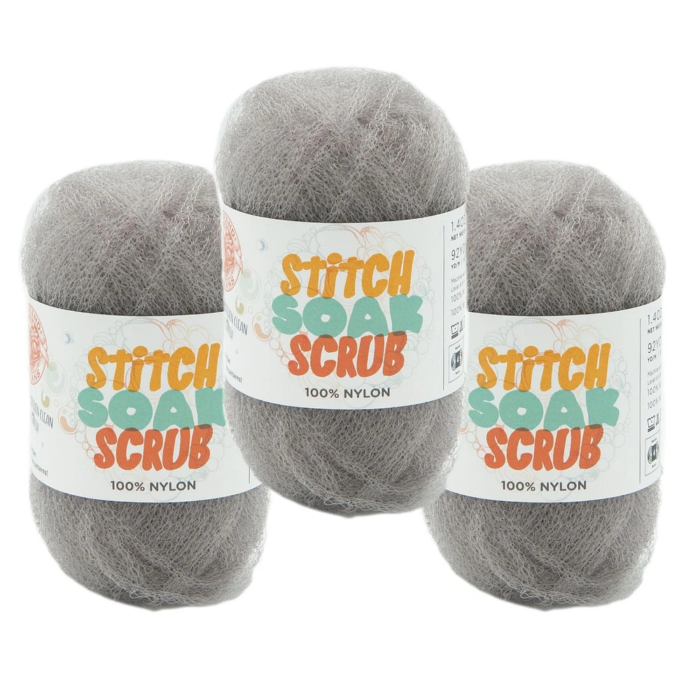 Lion Brand Stitch Soak Scrub™ Yarn #4 Medium/ Worsted Nylon Yarn 40g/ 84m 3-Pack