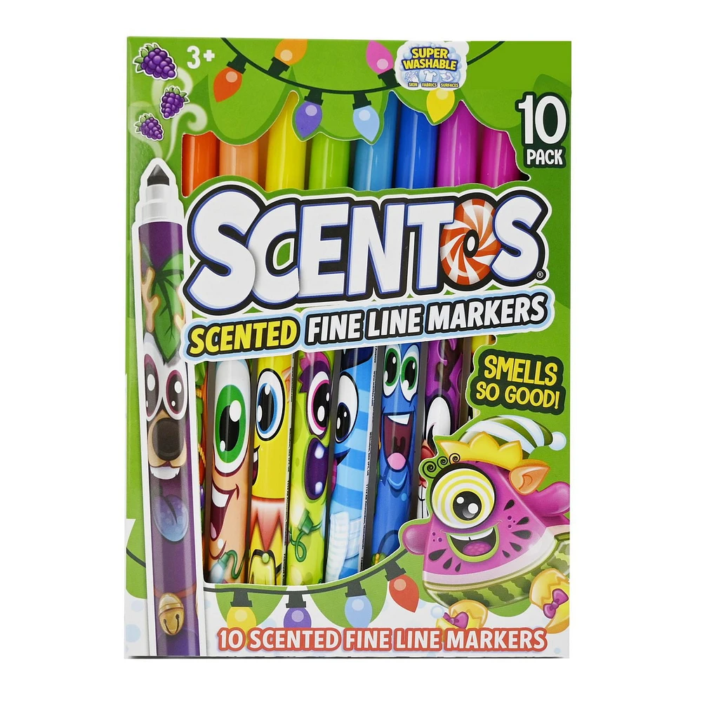 Scentos - Christmas Scented Stationary Set - 10CT Fineline Marker