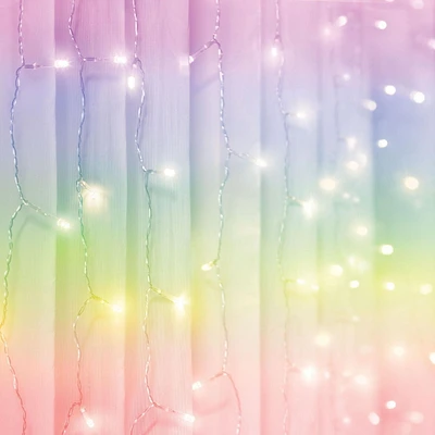 Merkury Curtain Lights Cascading LED Lighting Multicolor, Rainbow LED Curtain Lights