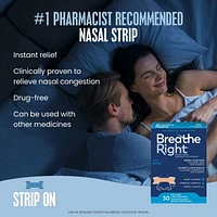 Breathe Right Nasal Strips, Large Tan | Instantly relieves nasal congestion | Drug Free, 30 Large Tan Strips