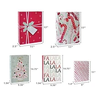 Holiday Time Christmas Printed Folding Paperboard Gift Boxes, 3 Assorted Sizes, 6 Count, Pink Tree, 6 Count Printed Christmas Gift Boxes