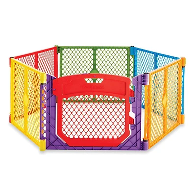 North States 6-Panel Plastic Superyard Colorplay Ultimate Baby or Pet Playard with Easy Access Extra-Wide Door