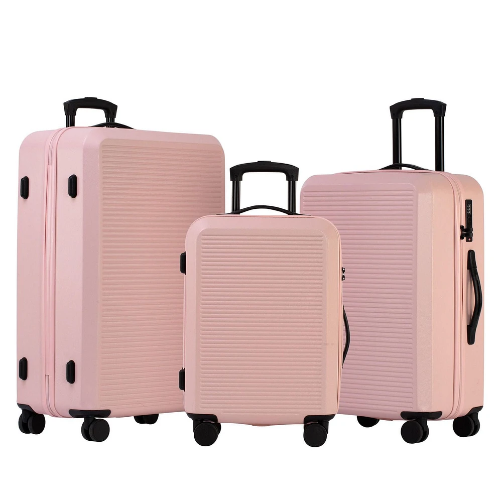 3-Piece Hardside Luggage Set: 28 Inch, 24 Inch Large Suitcases with wheels and 20 Inch Carry On Luggage