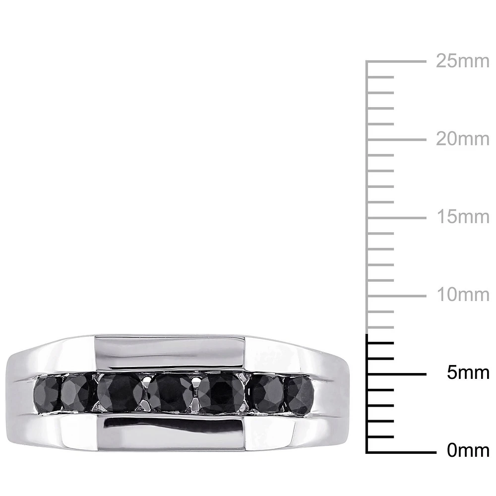 Asteria 1-3/8 Carat T.G.W. Black Sapphire Sterling Silver Men's Ring