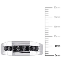 Asteria 1-3/8 Carat T.G.W. Black Sapphire Sterling Silver Men's Ring