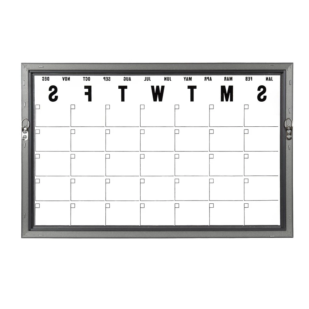 Calendrier horizontal transparent encadré noir Hometrends