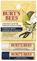 Burt's Bees 100% Natural Moisturizing Lip Balm, Coconut & Pear and Vanilla Bean -, 2 Pack