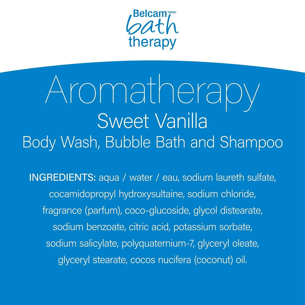 Belcam Bath Therapy 3 in 1 Body Wash, Bubble Bath & Shampoo