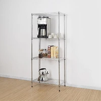MAINSTAYS Étagère en fil métallique à 4 niveaux, support de rangement en métal, organisateur réglable, parfait pour le garde-manger, salle de bain, cuisine, organisation de placard, Style de taille étroite Taille du produit assemblé :58.42x33x137.16H cm; Finition: Chrome